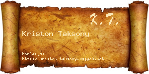 Kriston Taksony névjegykártya